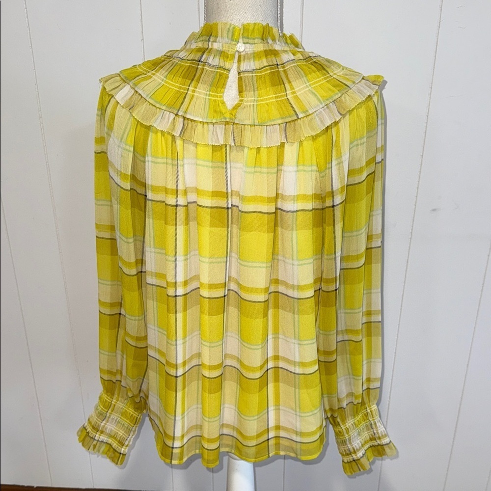 Yellow Plaid Ruffle Blouse - Picture 3 of 6